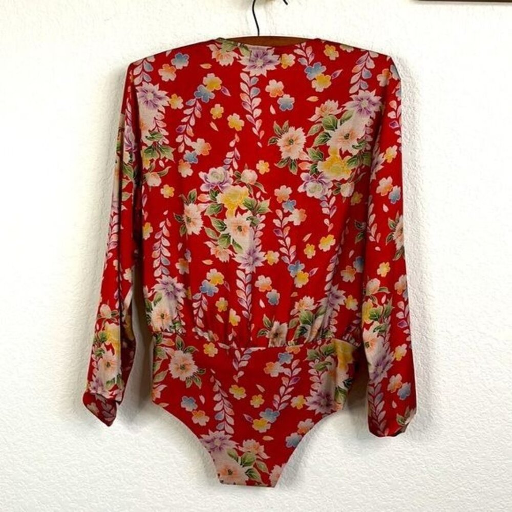 Zara Floral Cross Draped V Plunge Bodysuit - Picture 7 of 11